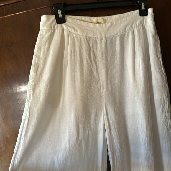 WHITE LINEN WIDE LEG PANTS | SIZE 6 - Picture 3 of 4
